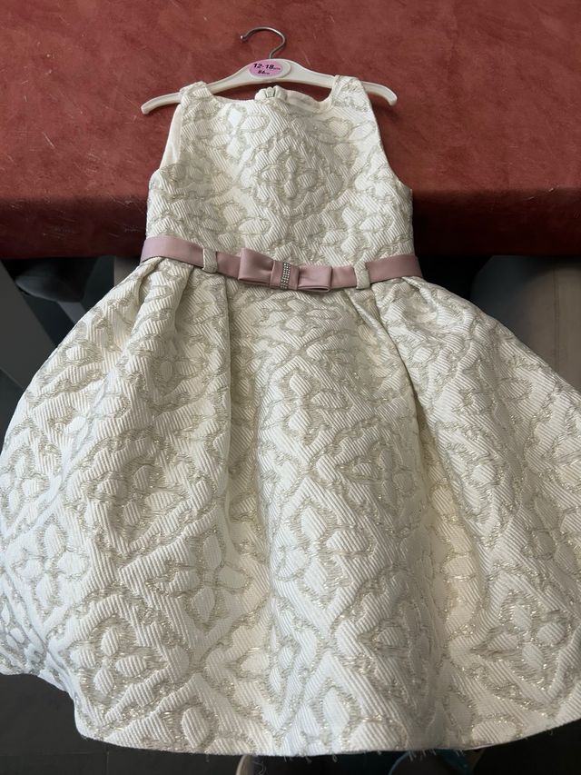 Vestido fiesta niña blanco y rosa