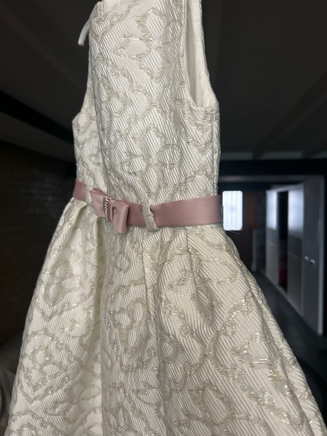 Vestido fiesta niña blanco y rosa