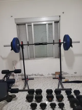 Barra olímpica con discos