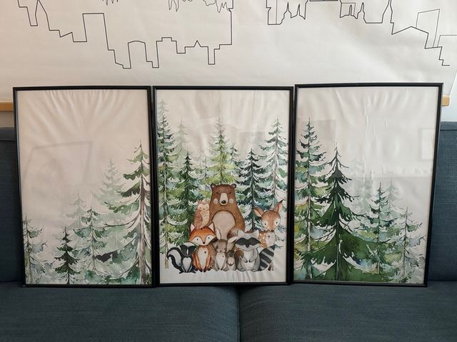 Láminas infantiles bosque enmarcadas