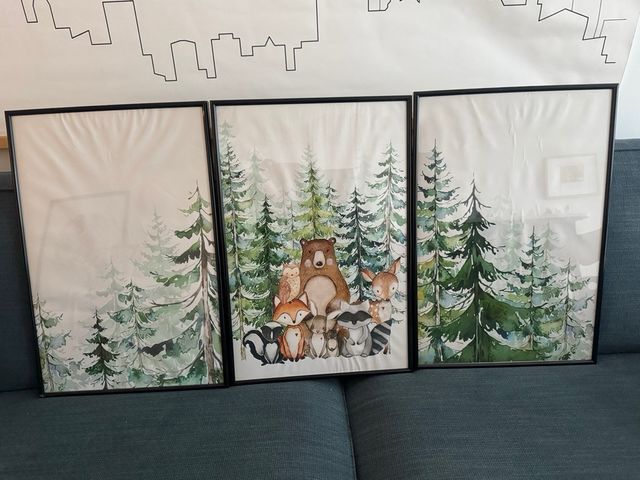 Láminas infantiles bosque enmarcadas