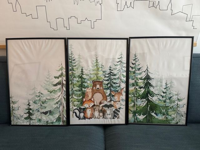 Láminas infantiles bosque enmarcadas