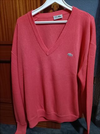 Jersey Lacoste V-Neck Rojo Talla XXL
