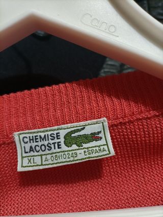 Jersey Lacoste V-Neck Rojo Talla XXL