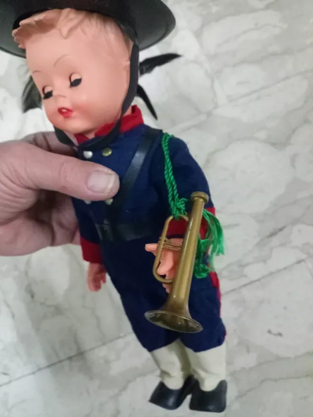 Bambolotto Bersagliere con tromba h cm 34 vintage