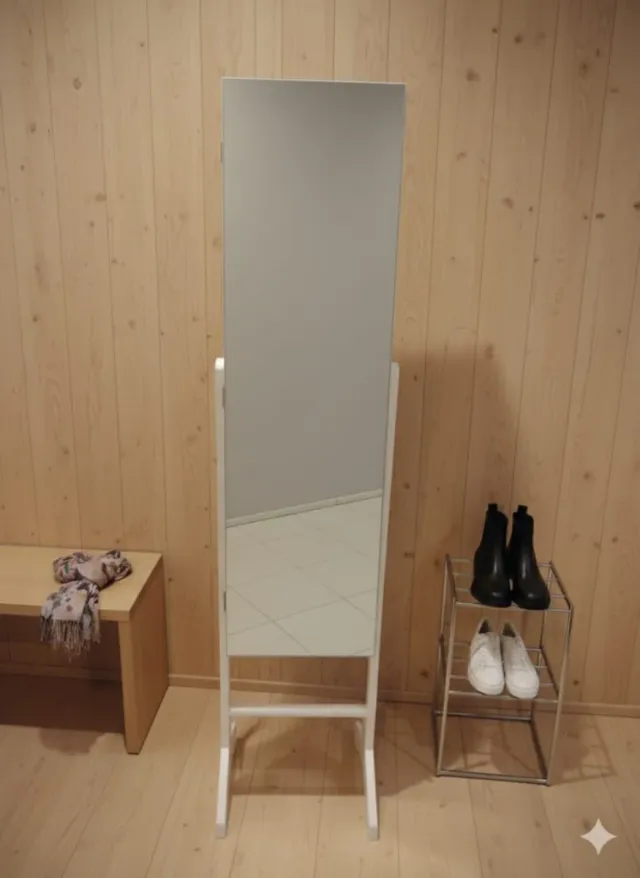 Espejo Joyero Pie Abatible Blanco Gris