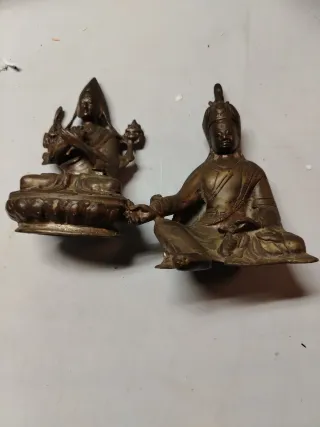 2 Figuras Bronce Budistas Sentadas