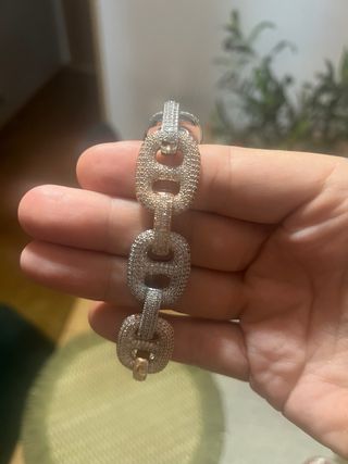 Pulsera Grano de Café Rosa y Oro Blanco