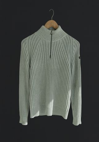 Maglia Schott grigia a coste uomo zip