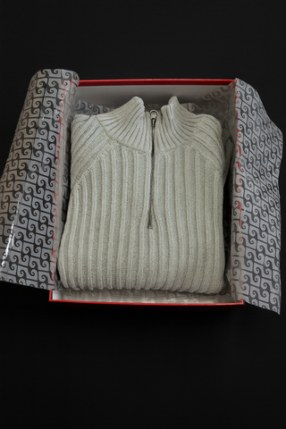 Maglia Schott grigia a coste uomo zip