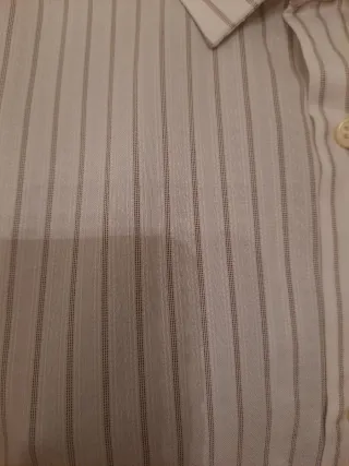 Camicia uomo classica bianca con righino marrone 