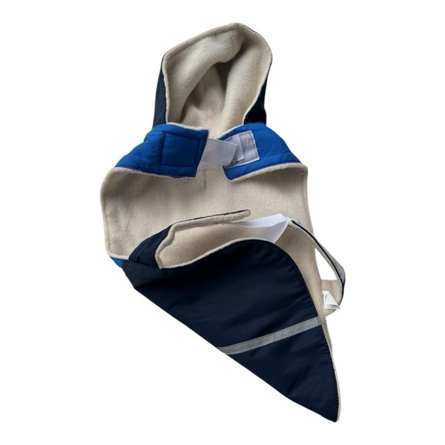 Abrigo azul para perro talla 40cm con capucha