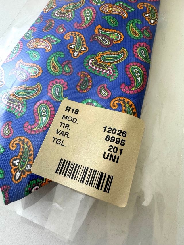 Corbata Etro Seda Azul Estampado Paisley