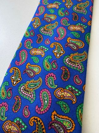 Corbata Etro Seda Azul Estampado Paisley