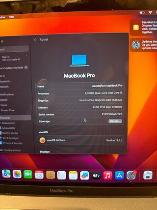 MacBook Pro A1708 13.3 Plata/Gris Espacial
