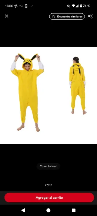 Disfraz Jolteon Talla XL