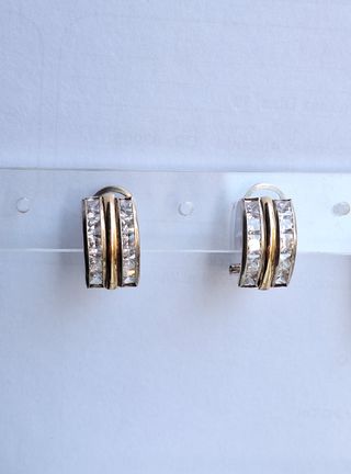 Pendientes Plata y Oro 18k con Circonitas