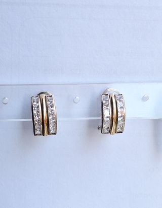 Pendientes Plata y Oro 18k con Circonitas