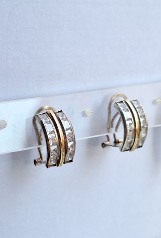 Pendientes Plata y Oro 18k con Circonitas