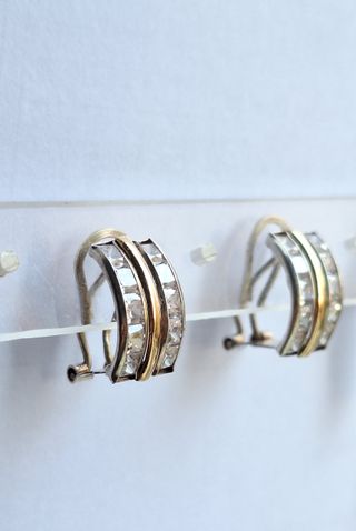 Pendientes Plata y Oro 18k con Circonitas
