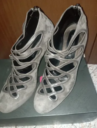 Scarpe Albano tacco grigio/argento