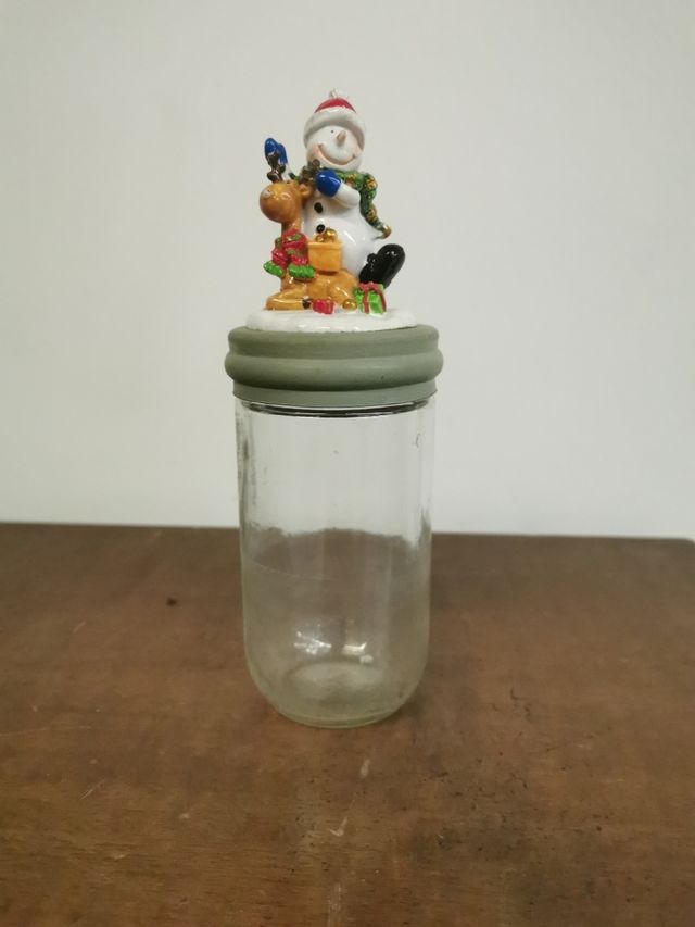 Bote Navidad Cristal Muñeco Nieve Reno