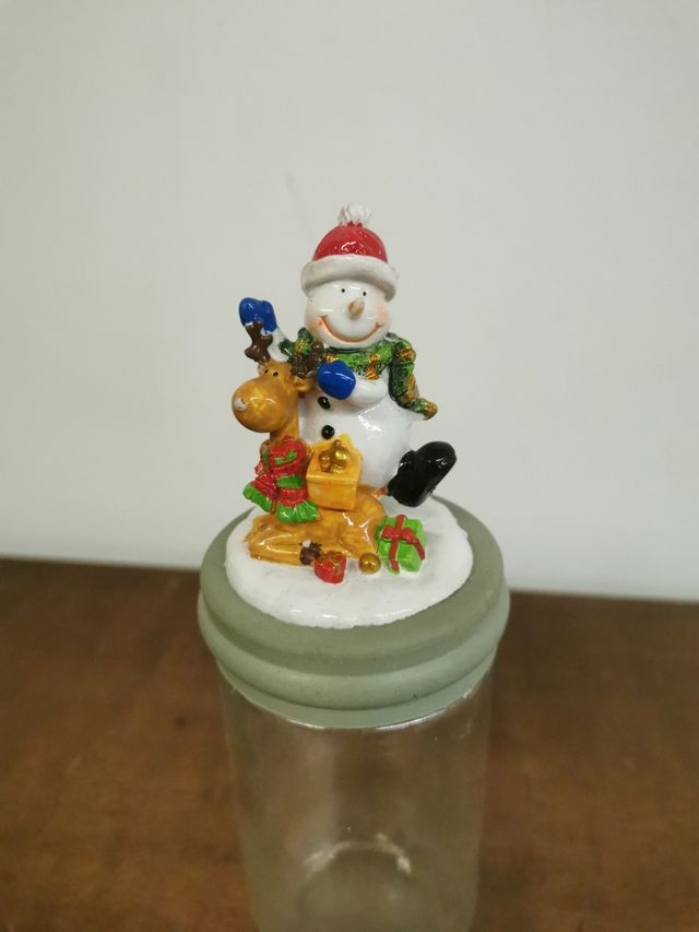 Bote Navidad Cristal Muñeco Nieve Reno