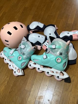 Set Patines t/ 34-36 + Casco y Protecciones+bolsa
