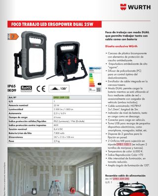 Foco LED Trabajo Wurth