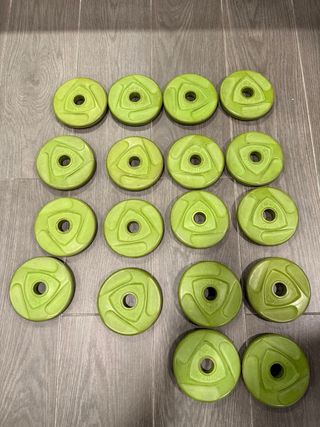 Pesas d gimnasio verdes 1.25 kg cantidad 18 discos
