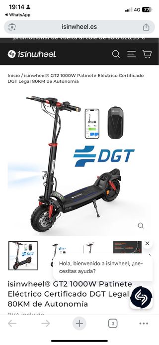 Patinete Eléctrico GT2 1000W DGT Legal