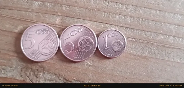 Lotto 2 monete da 1 e 5 centesimi Euro Germania