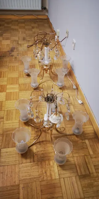 Lámparas de oro y cristal