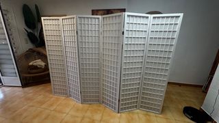 Biombo Panel Japonés Blanco Madera