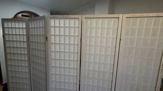 Biombo Panel Japonés Blanco Madera