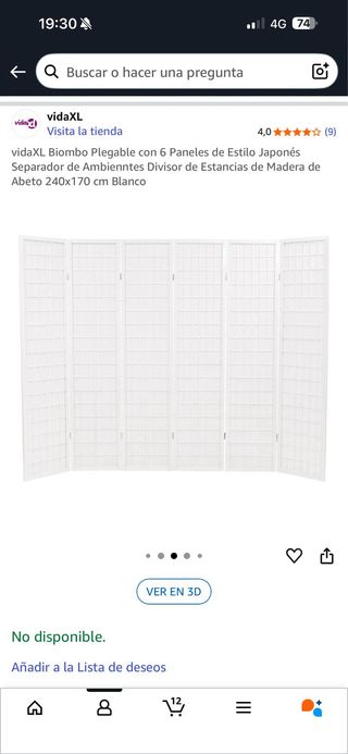 Biombo Panel Japonés Blanco Madera