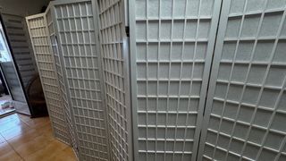 Biombo Panel Japonés Blanco Madera