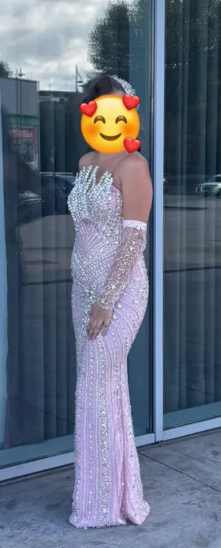 Vestido fiesta gitana rosa y plata