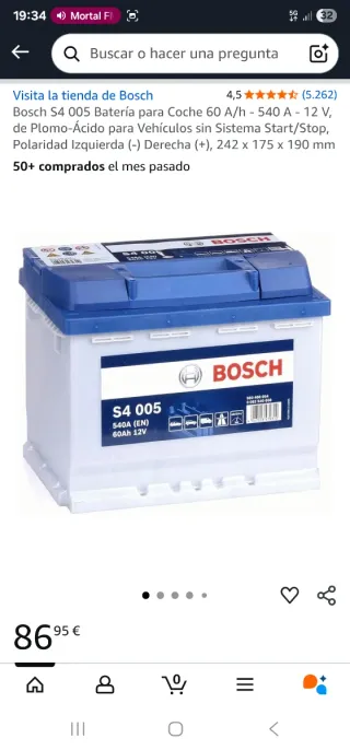 Bateria Bosch S4 005 12v