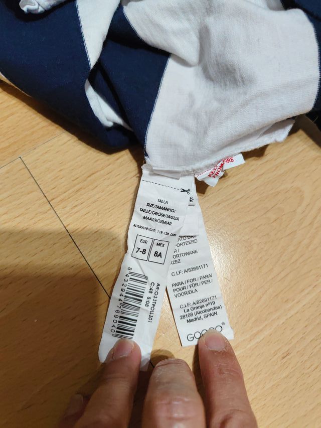 Polo algodón Gocco rayas blanco y azul