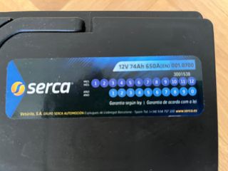 Batería Coche Serca 12V 74Ah 650A