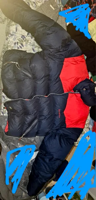 Abrigo Roc Neige Plumas 80s-90s Azul/Rojo