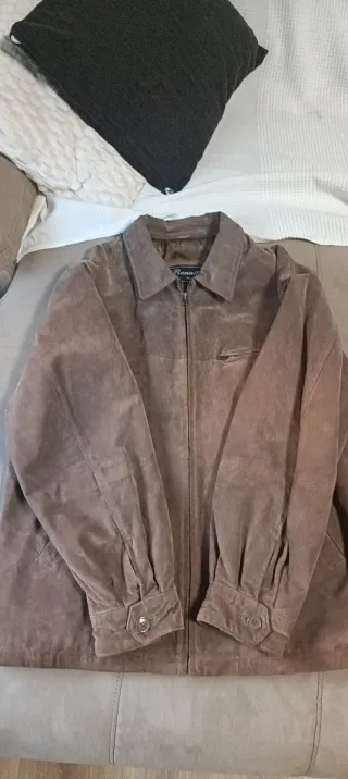 Chaqueta de piel de ante color Camel