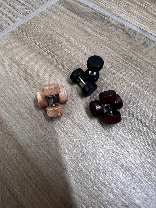 3 paia finto dilatatore orecchio legno nuovi