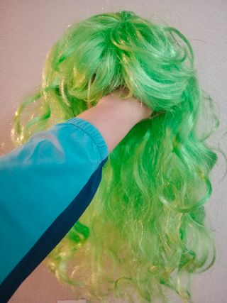 Peluca Larga Mujer Verde bruja halloween