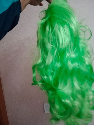Peluca Larga Mujer Verde bruja halloween