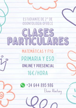 Clases particulares Matemáticas y Física o química