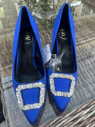 Zapatos de fiesta Sfera azules con pedrería
