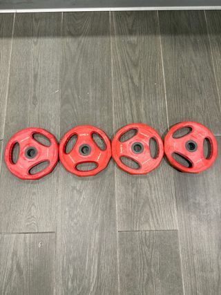 4 Discos de Pesas Gimnasio 5kg Rojos