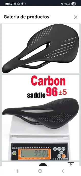 Sillín de carbono para bicicleta